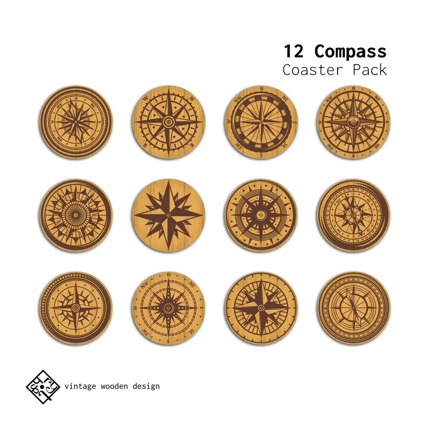 Compass Coaster Pack of 12