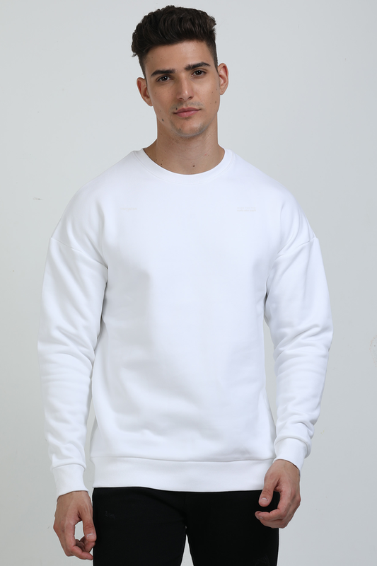 PRYTK Solid White Heavyweight Oversized Sweatshirt