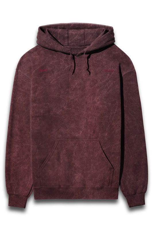 PRYTK Solid Maroon Acid Wash Hoodie