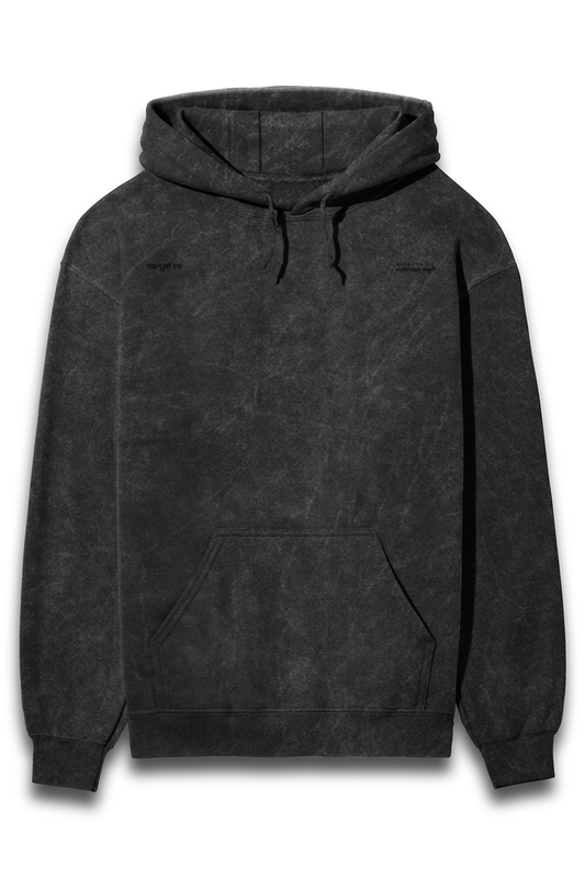 PRYTK Solid Black Acid Wash Hoodie