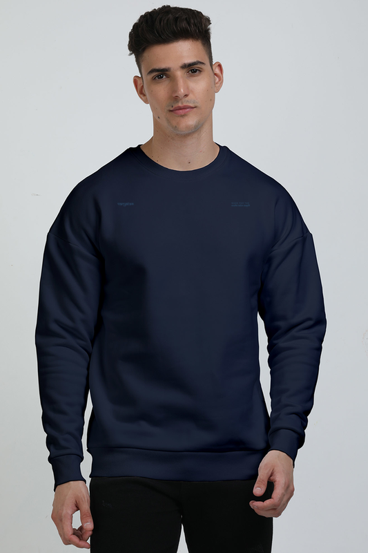 PRYTK Solid Navy Heavyweight Oversized Sweatshirt