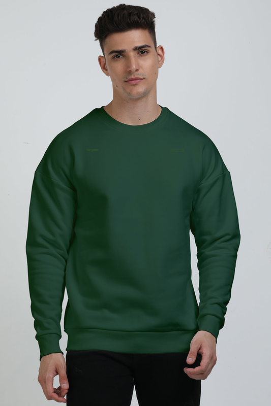 PRYTK Solid Green Heavyweight Oversized Sweatshirt