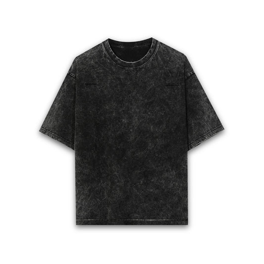 PRYTK Solid Black Acid Wash Oversized T-shirt