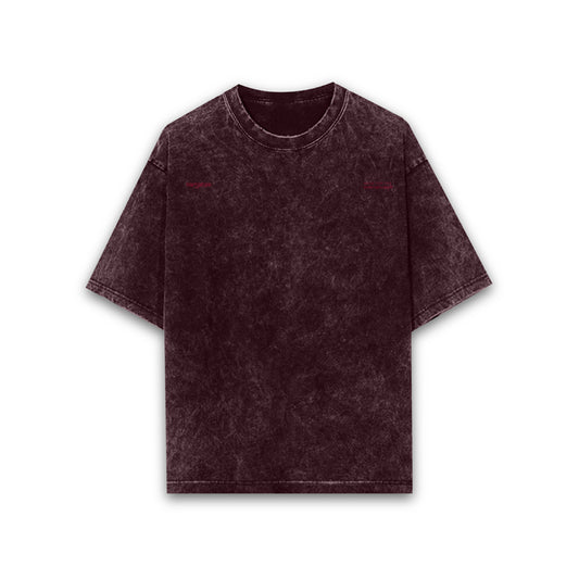PRYTK Solid Maroon Acid Wash Oversized T-shirt
