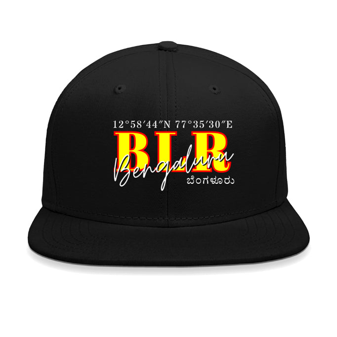 Black cap with yellow color 'BLR Bengaluru' text in English and Kannada.