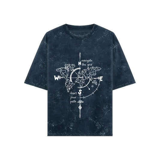 Global Grid Explorer Acid Wash Oversized T-shirt