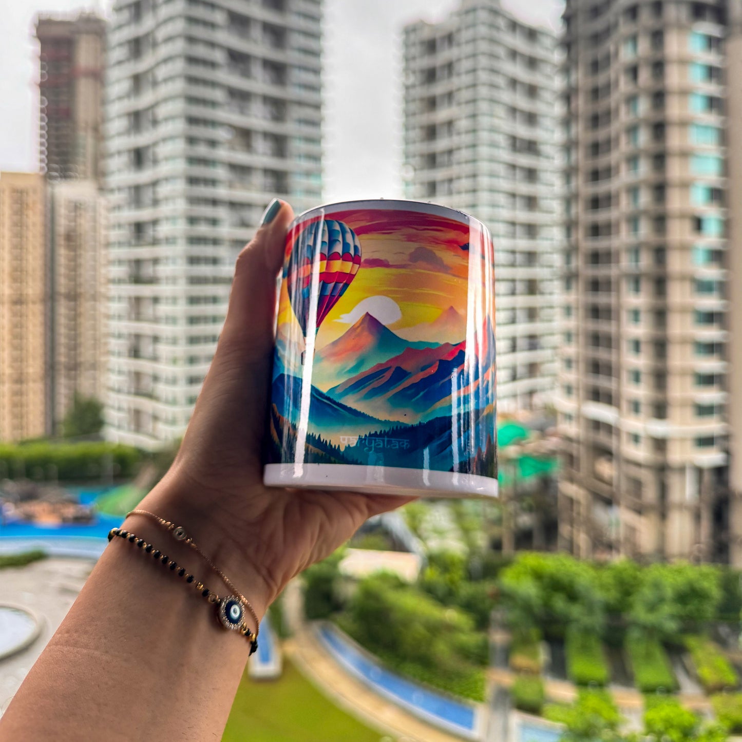 Hot Air Balloon Sunset Mug