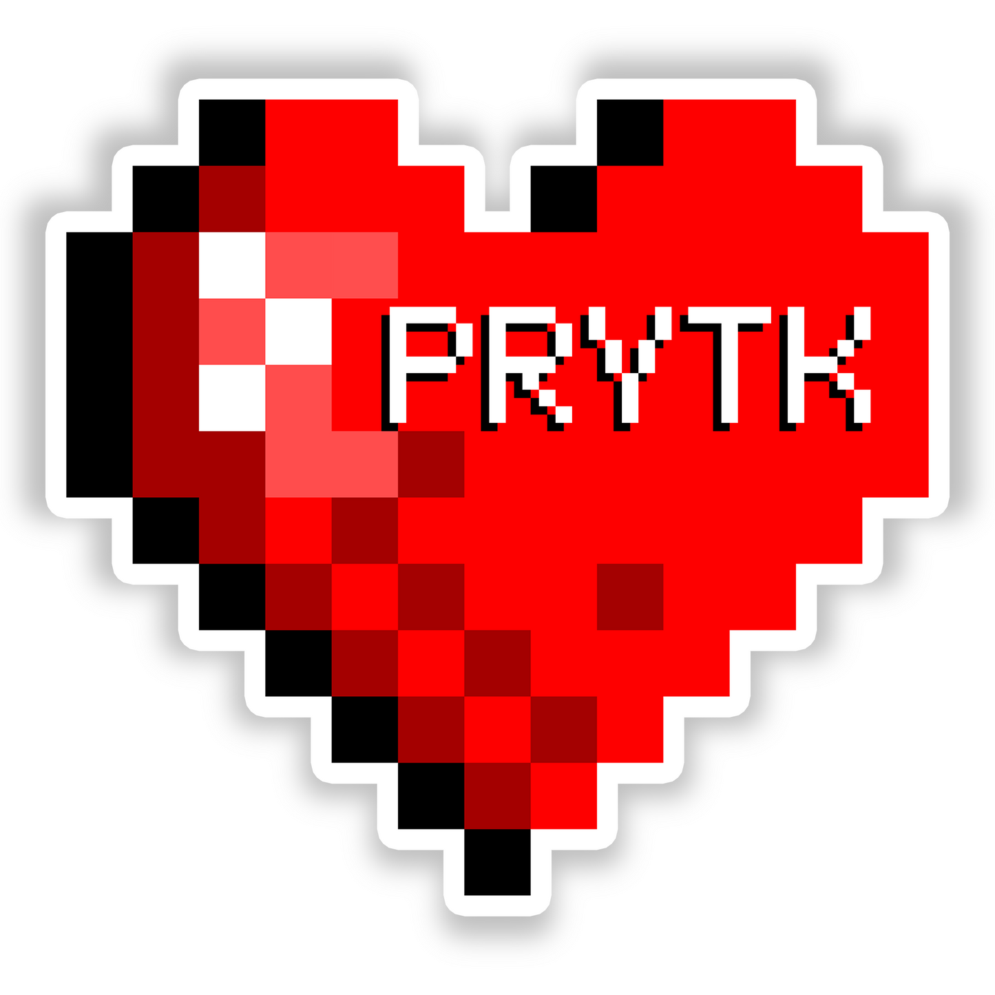PRYTK Red Pixel Heart Sticker 3x3