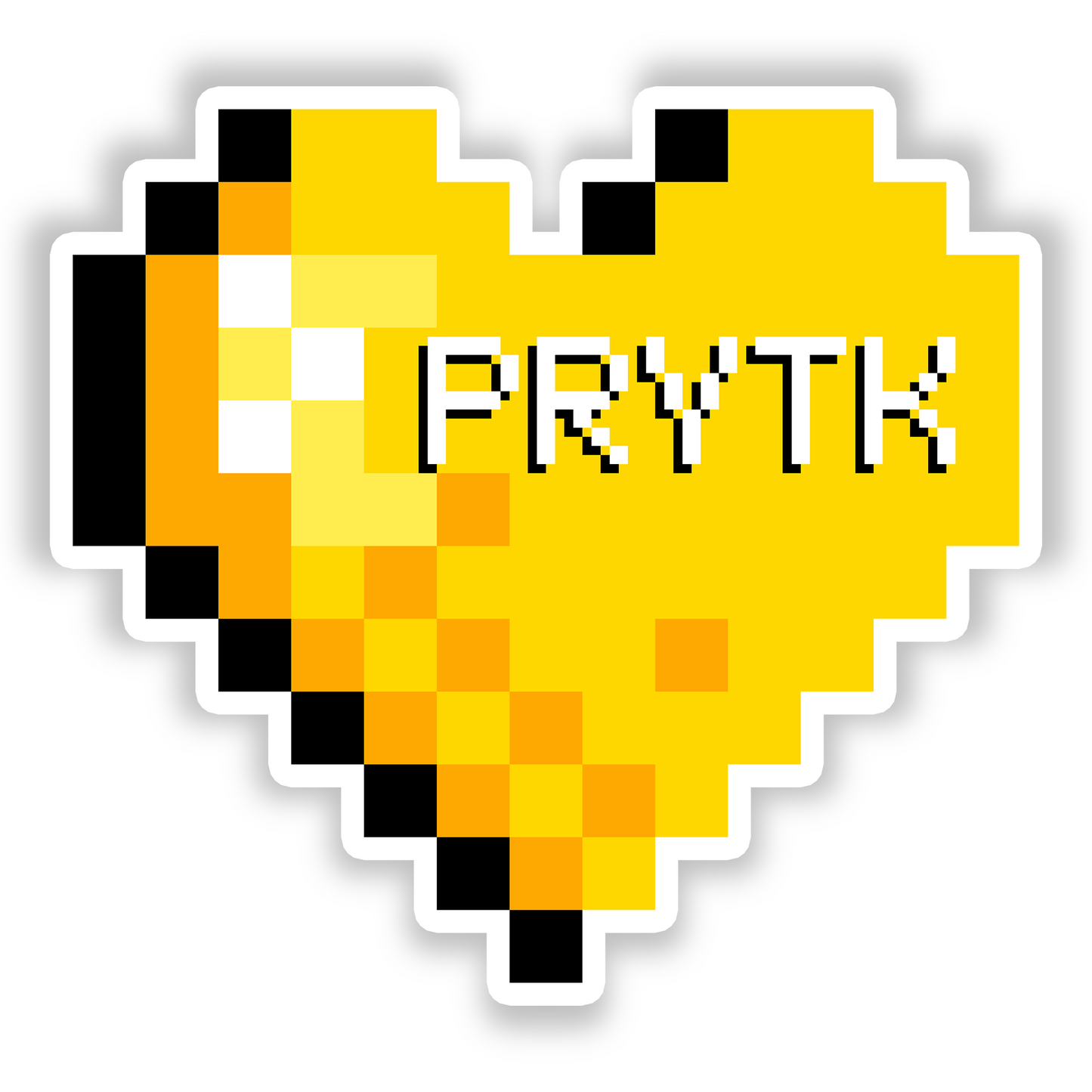PRYTK Yellow Pixel Heart Sticker 3X3