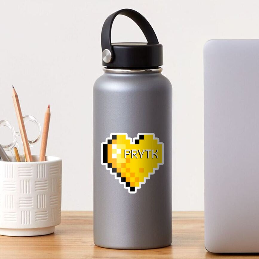 PRYTK Yellow Pixel Heart Sticker 4x4