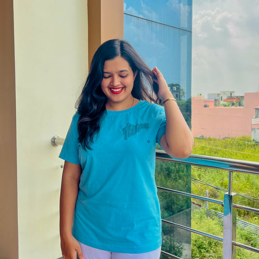 Maharashtra GeoLingo // Black Print T-shirt for Women
