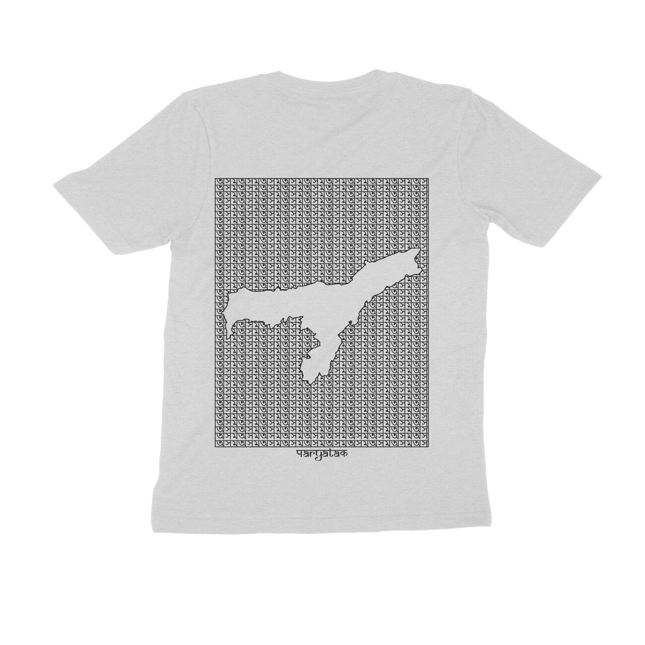 Assam GeoLingo // Black Print T-shirt for Men