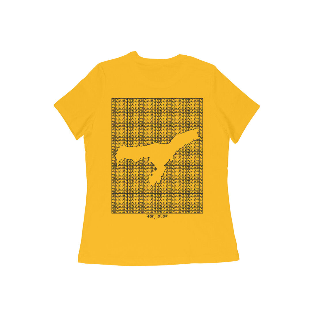 Assam GeoLingo // Black Print T-shirt for Women