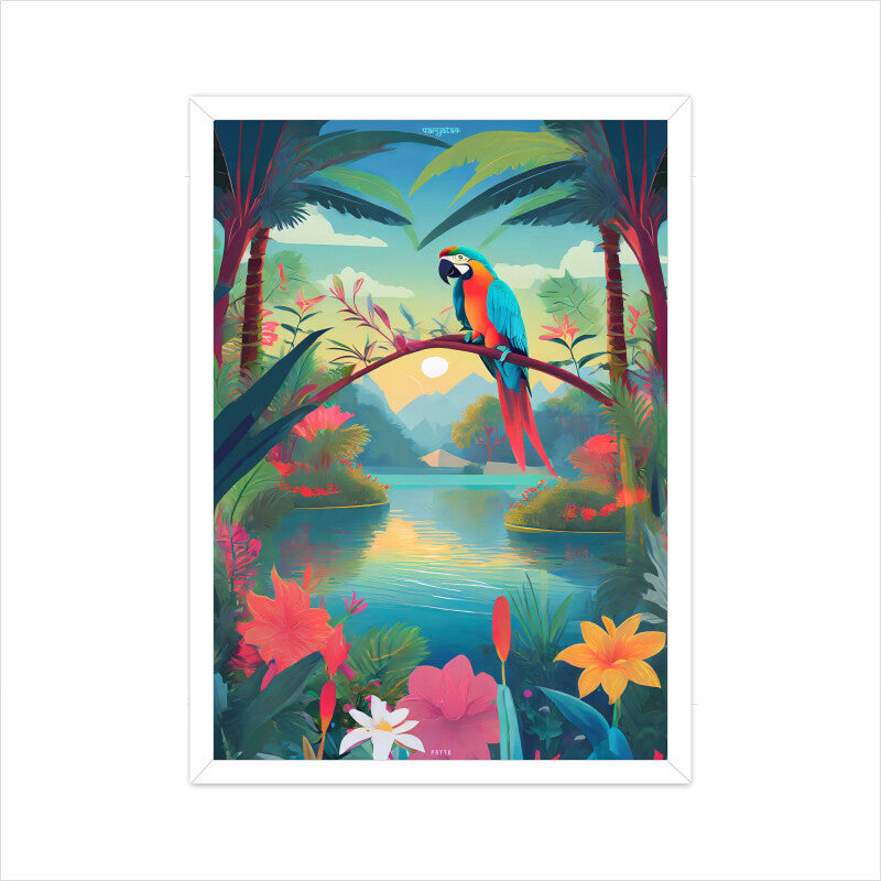 Pretty Parrot in Garden Poster