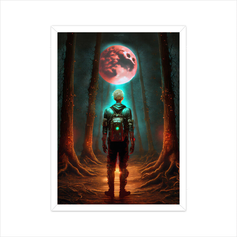 Future Time Traveler in Dark Forest Poster