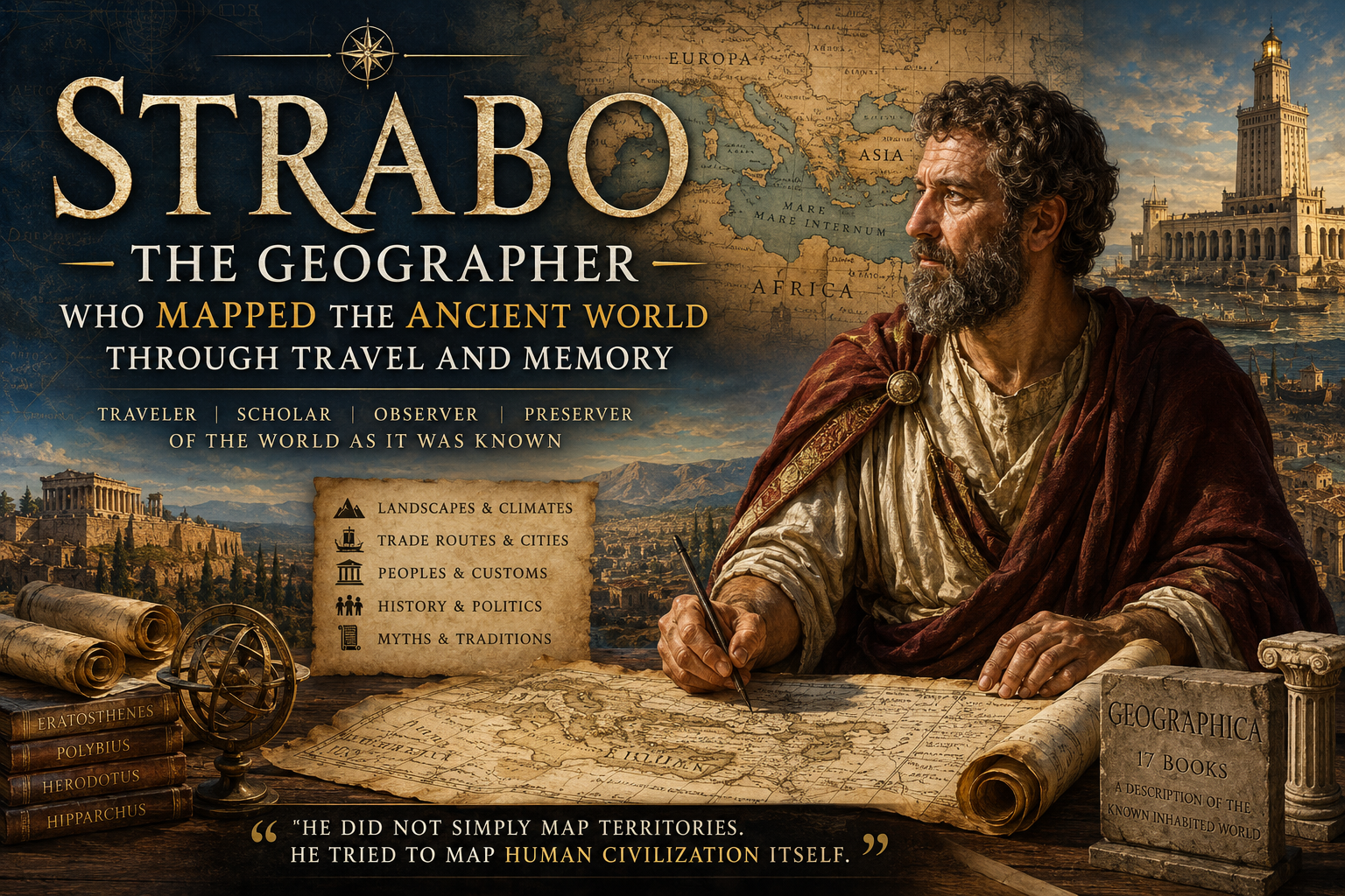 Strabo: The Geographer Who Mapped the Ancient World Through Travel and Memory
