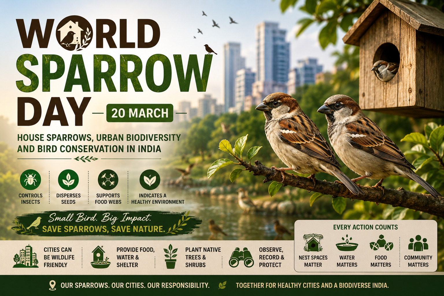World Sparrow Day (20 March): House Sparrows, Urban Biodiversity and Bird Conservation in India
