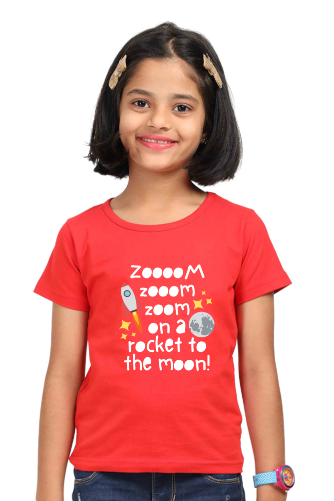 Zoom on a Rocket to the Moon Girl's T-shirt