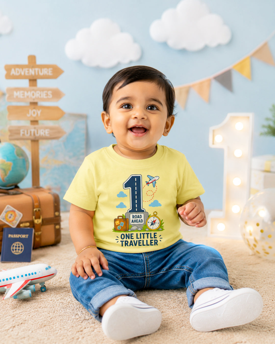 One Little Traveller - Age 1 Birthday T-shirt