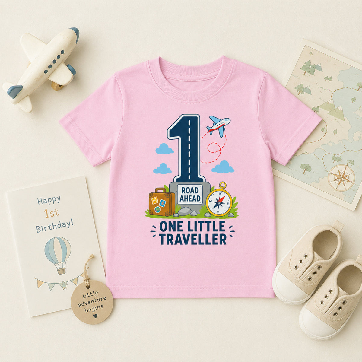 One Little Traveller - Age 1 Birthday T-shirt