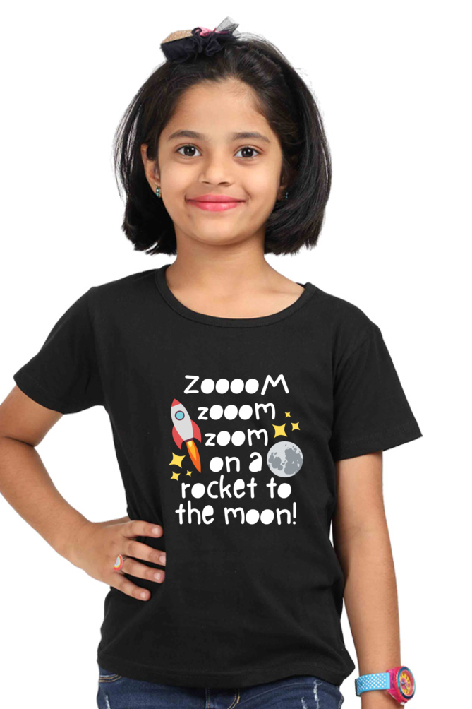 Zoom on a Rocket to the Moon Girl's T-shirt