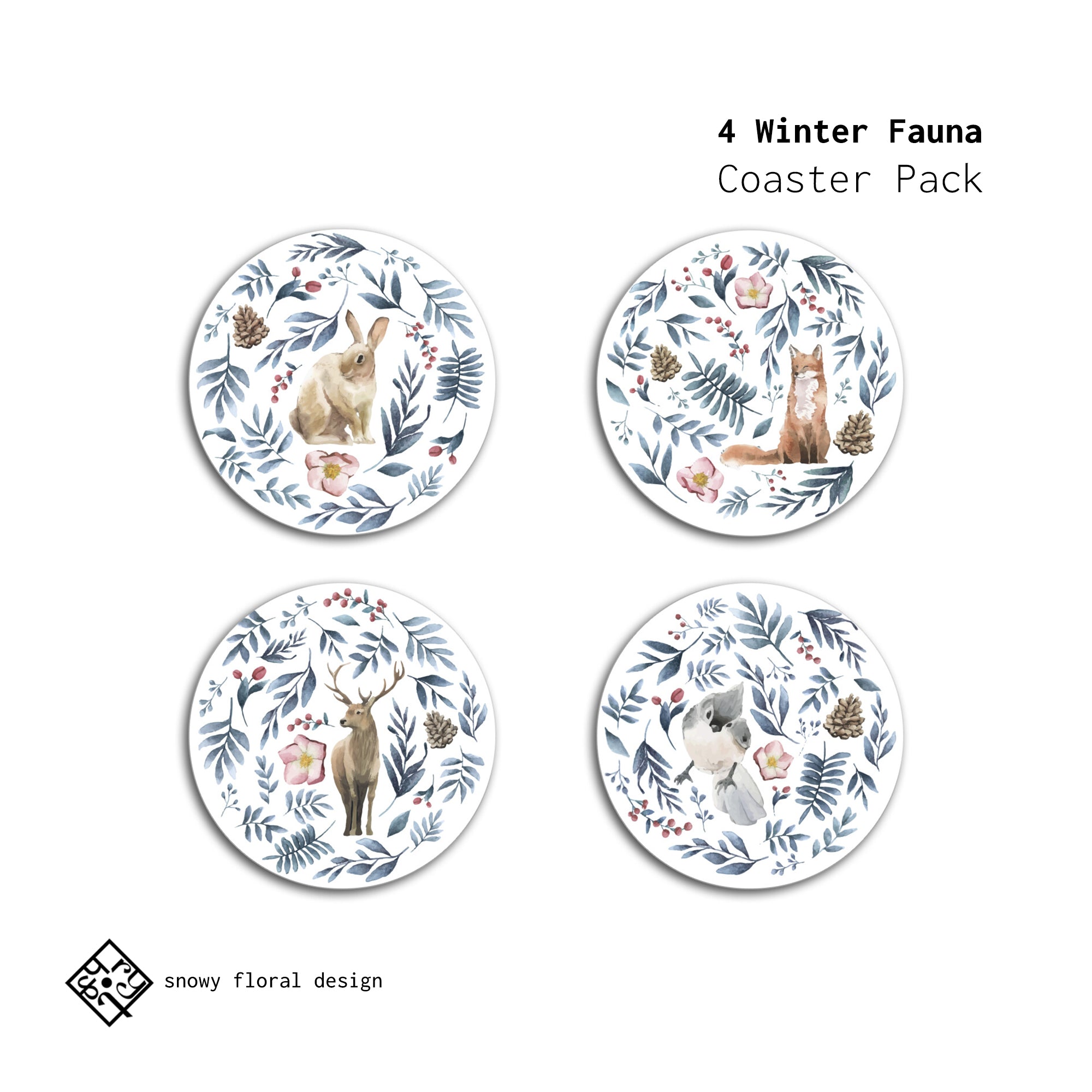 Winter Fauna Coasters - Pack of 4