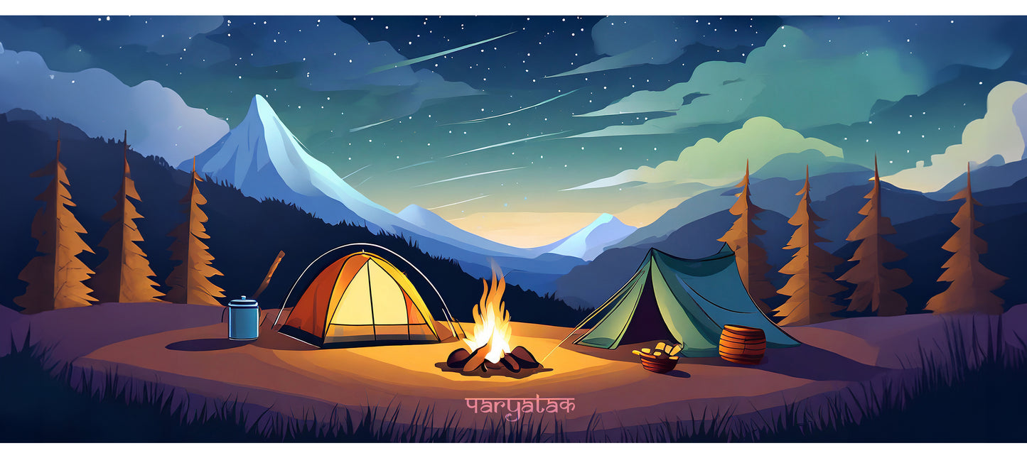 Night Camping with Campfire Mug