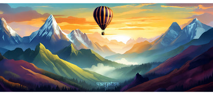 Hot Air Balloon Over Mountains Mug