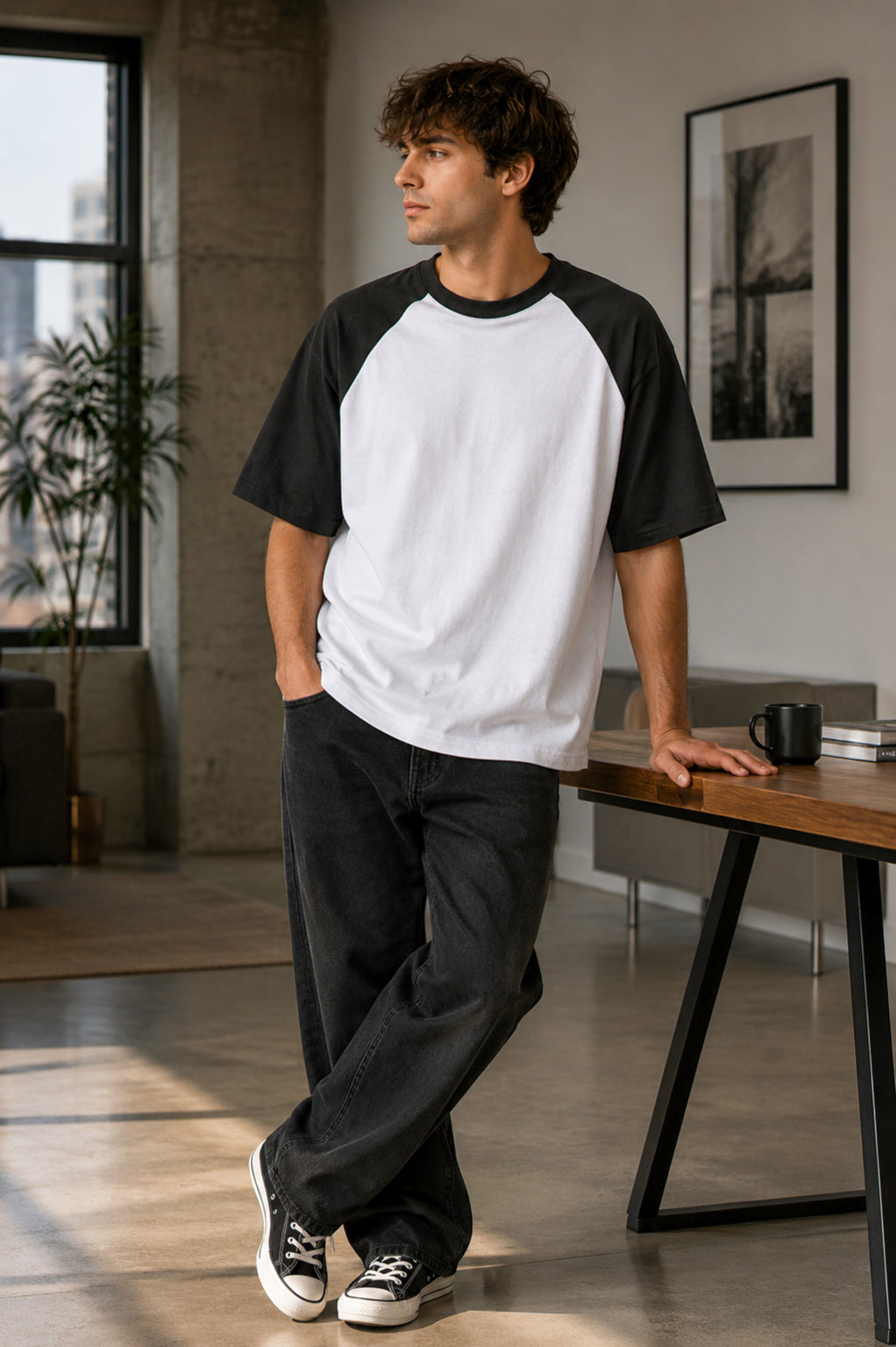 Plain Oversized Raglan T-shirt