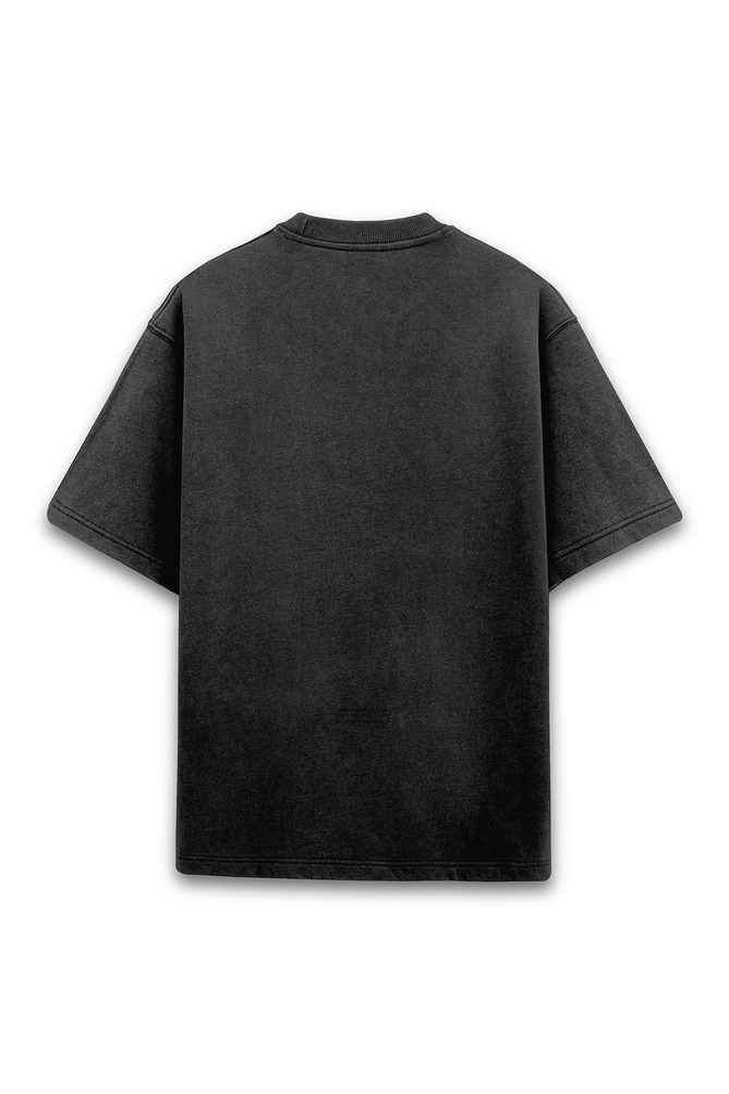 PRYTK Solid Black Acid Wash Overhalf Tee