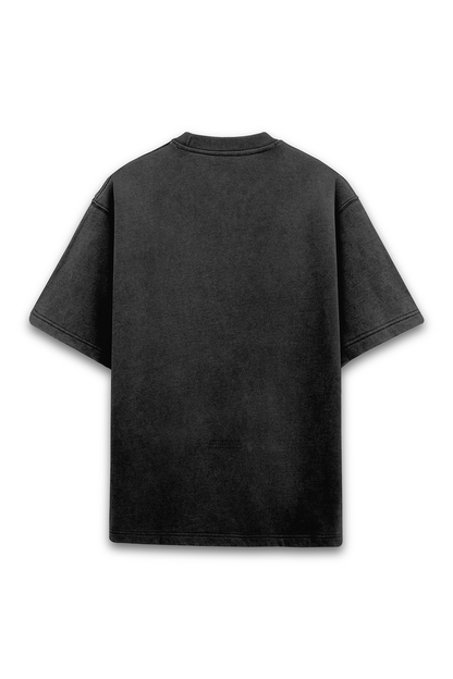 PRYTK Solid Black Acid Wash Overhalf Tee