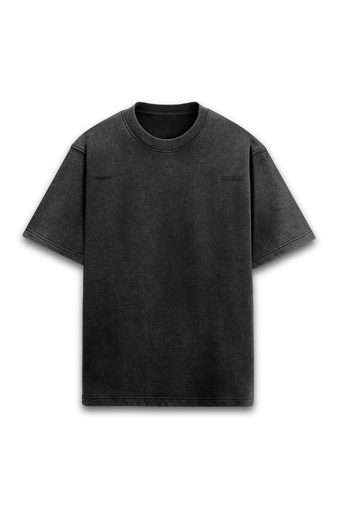 PRYTK Solid Black Acid Wash Overhalf Tee