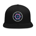Black snapback cap with a blue and red steering helm wheel emblem.