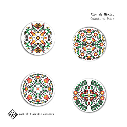 Flor de México Coasters - Pack of 4