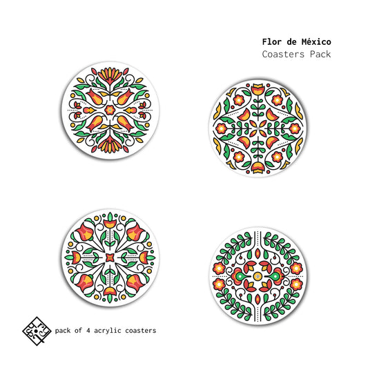 Flor de México Coasters - Pack of 4