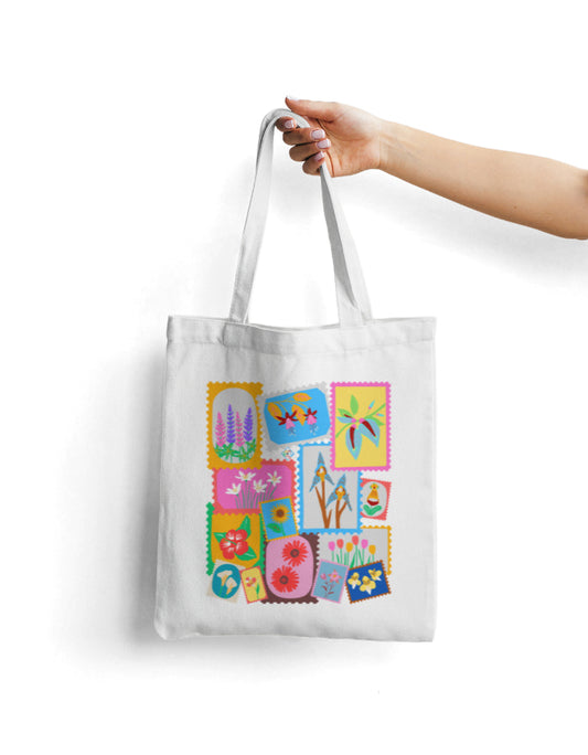 Floral Stamps Tote Bag