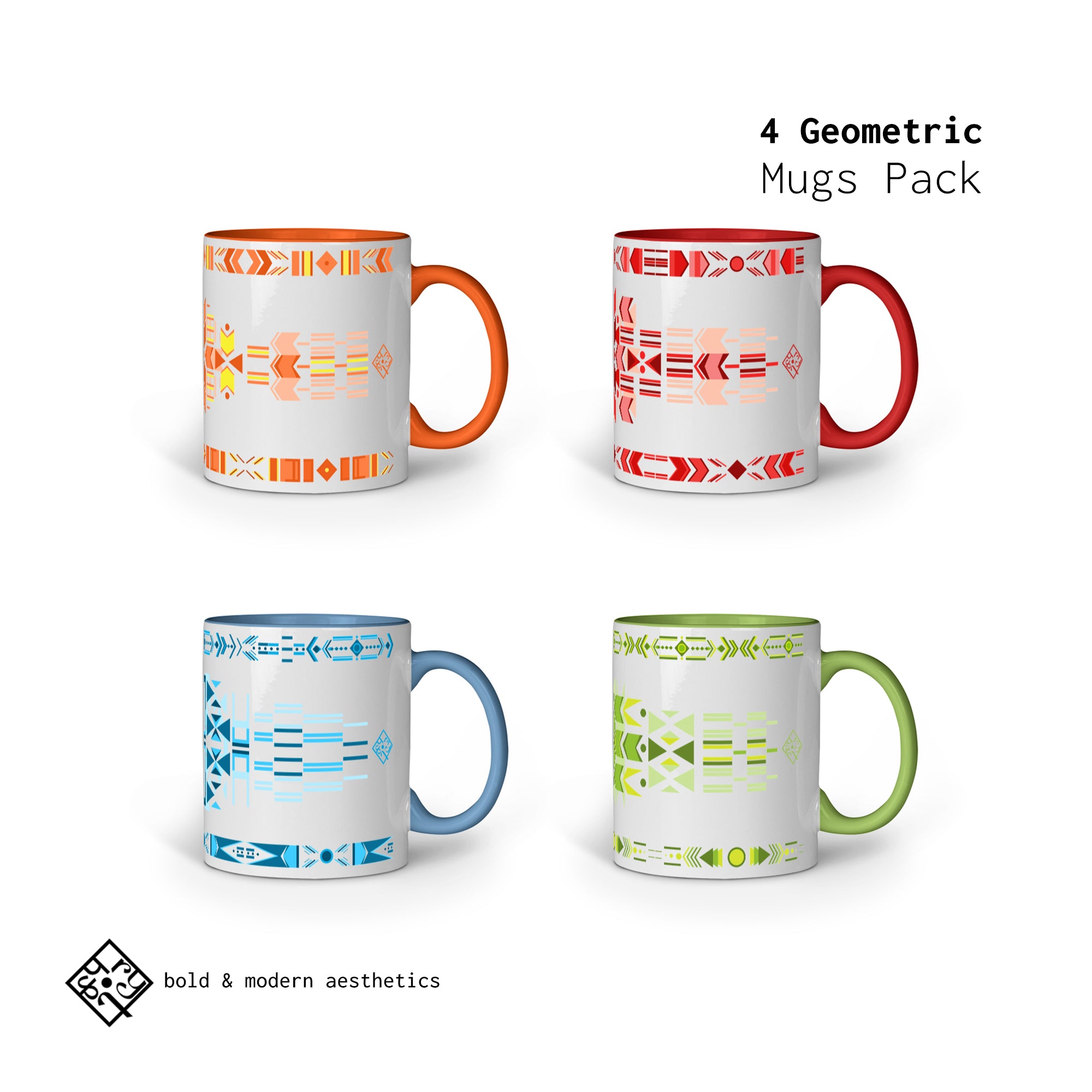 Geometric Mugs - Pack of 4