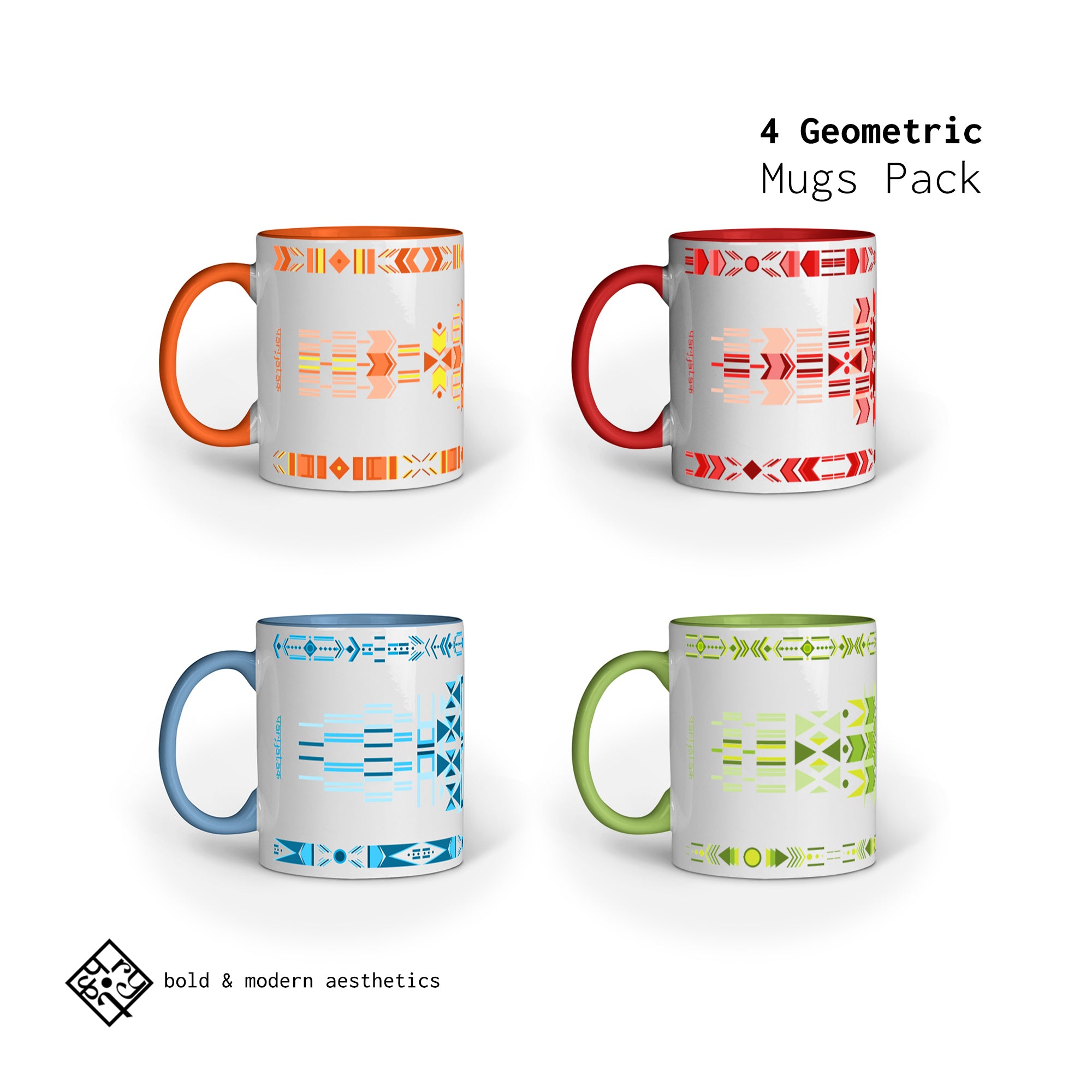 Geometric Mugs - Pack of 4