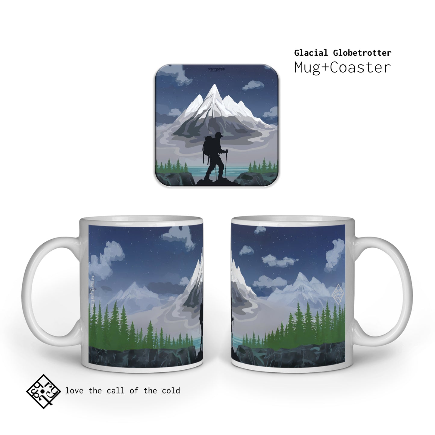 Glacial Globetrotter Mug + Coaster