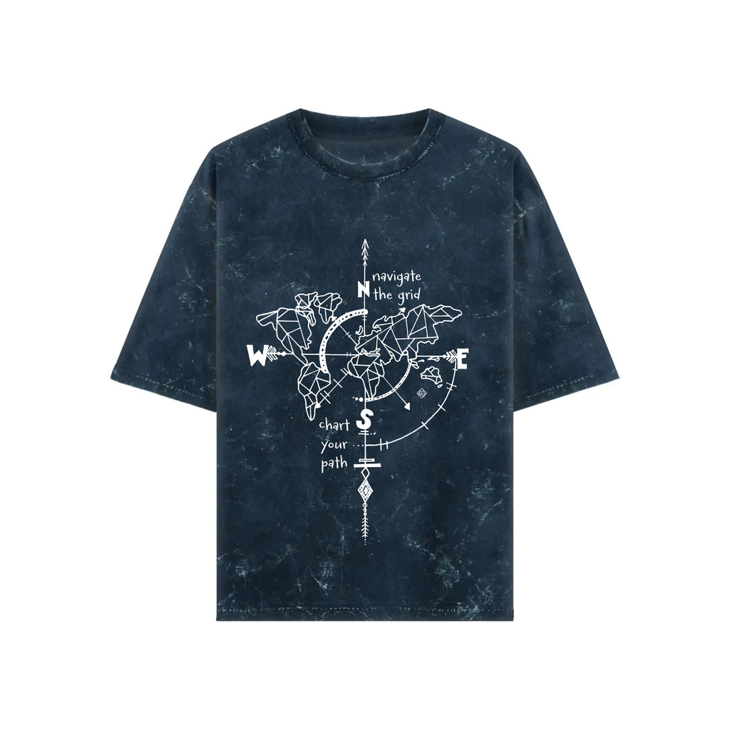 Global Grid Explorer Acid Wash Oversized T-shirt