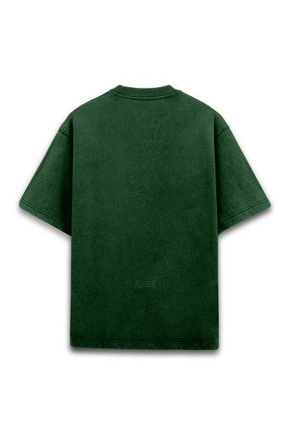 PRYTK Solid Green Acid Wash Overhalf Tee