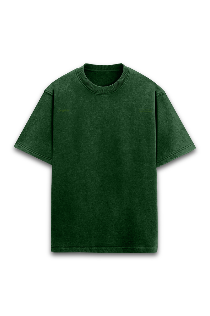 PRYTK Solid Green Acid Wash Overhalf Tee