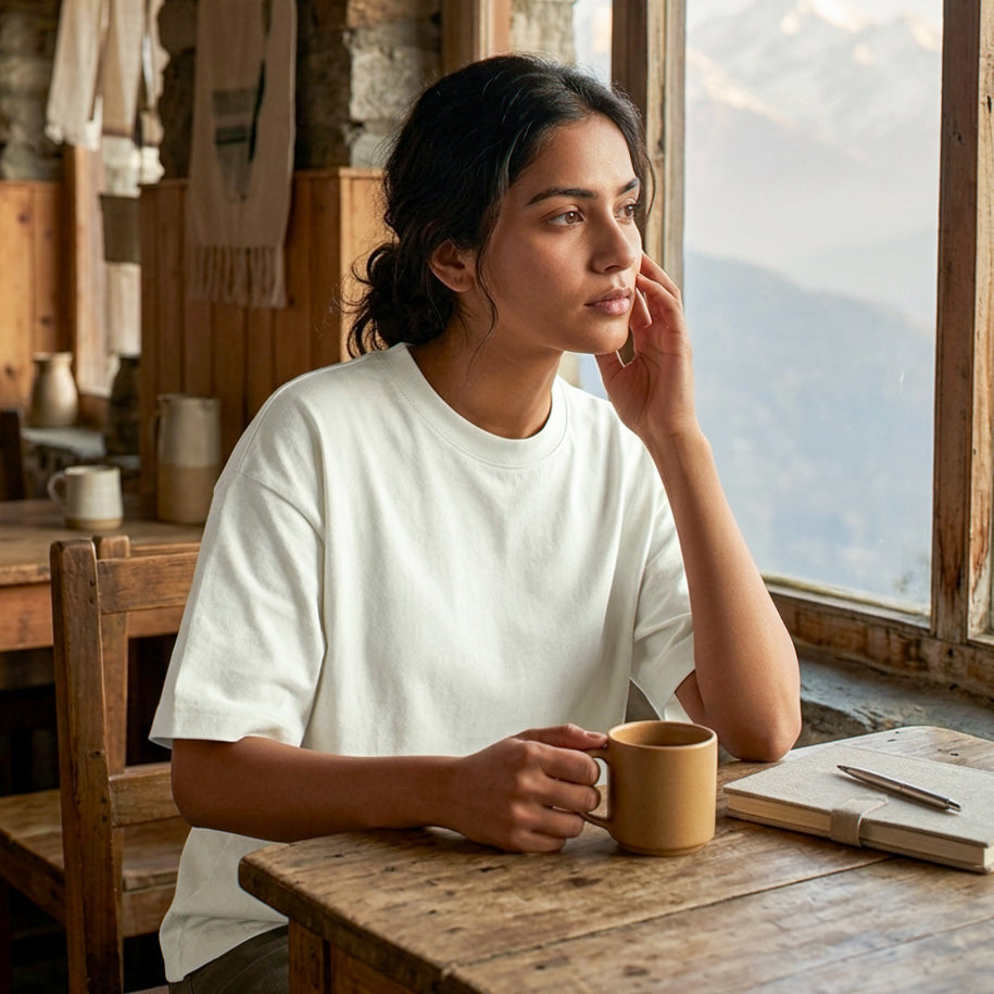 Plain Ivory Premium Oversized T-shirt