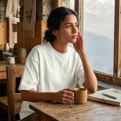 PRYTK Plain Ivory Premium Oversized T-shirt