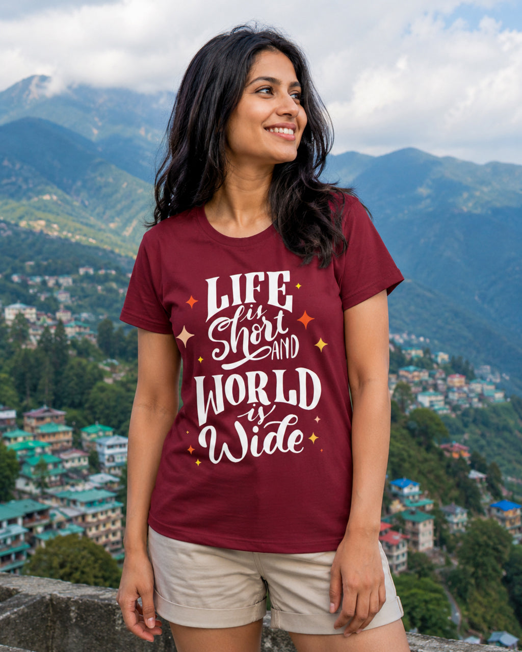 Life is Short and World is Wide Women's Quote T-shirt