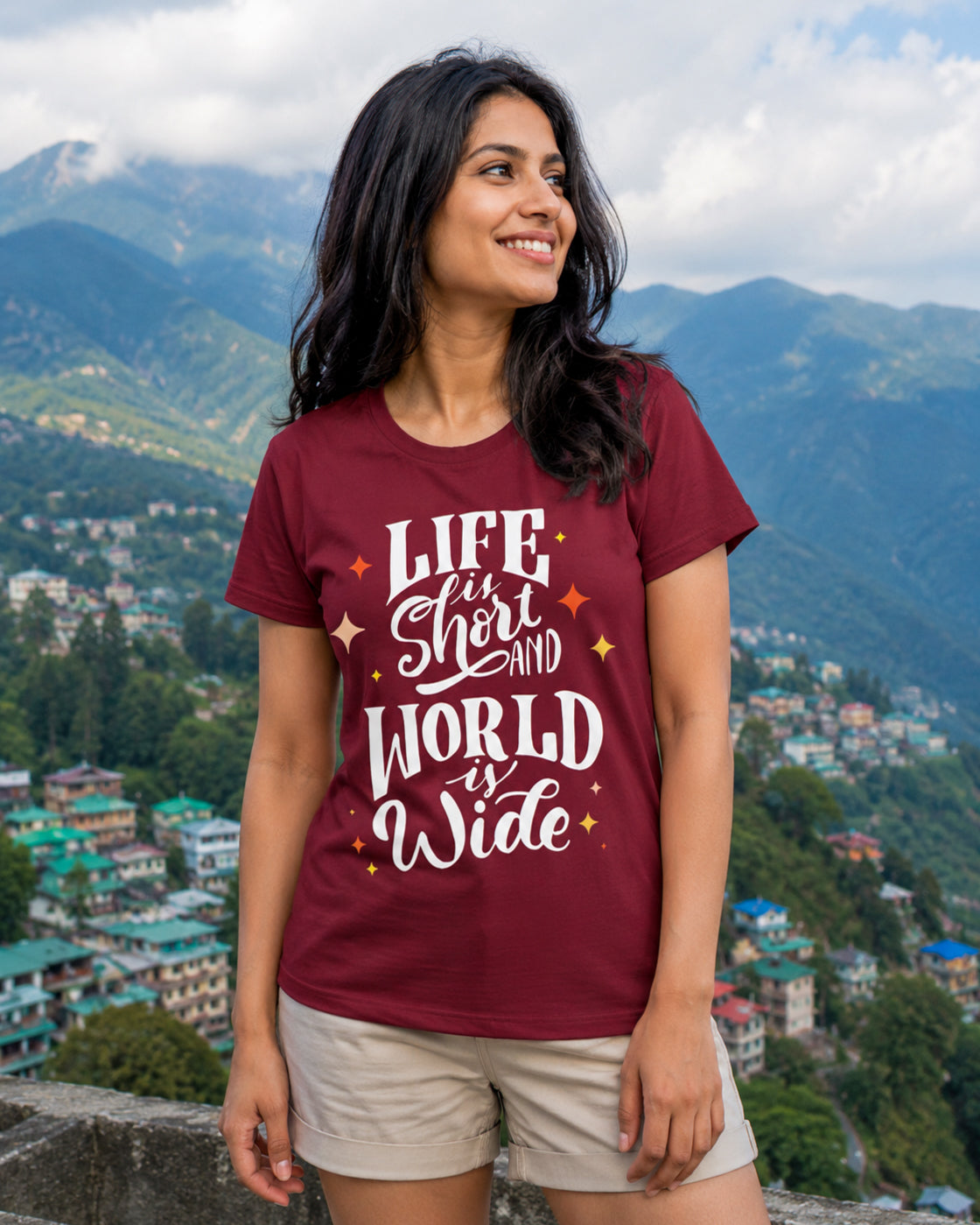 Life is Short and World is Wide Women's Quote T-shirt