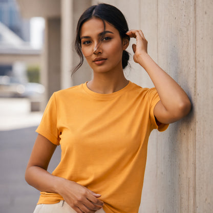 PRYTK Plain Mustard Yellow Women's T-shirt