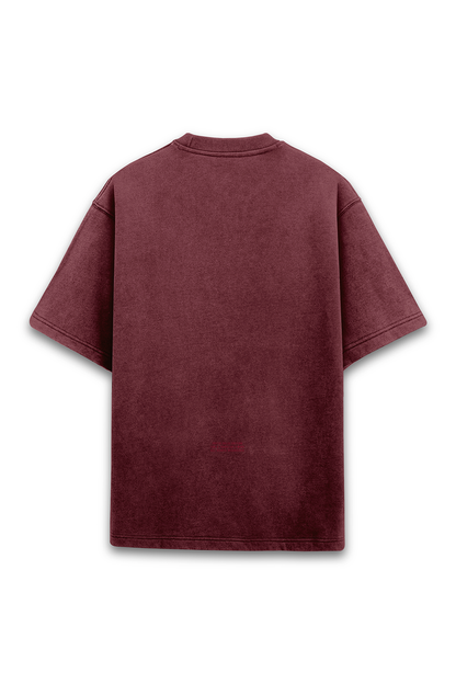 PRYTK Solid Maroon Acid Wash Overhalf Tee