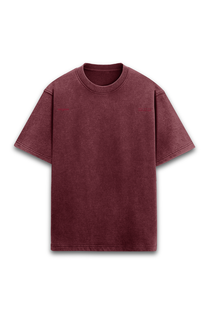 PRYTK Solid Maroon Acid Wash Overhalf Tee