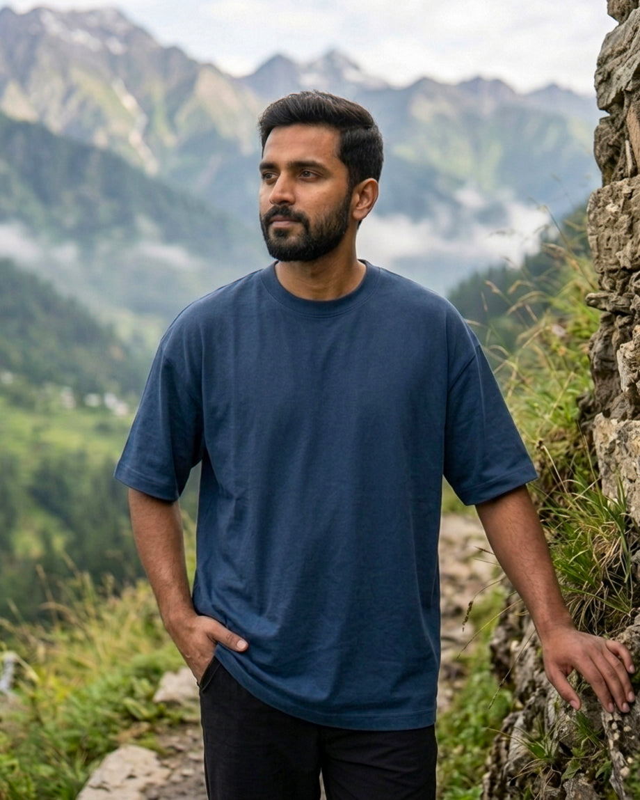 Plain Navy Blue Premium Oversized T-shirt